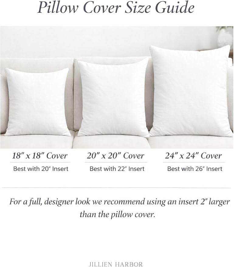 Jillien Harbor “The Juliet” Floral Block Print Pillow Cover – Soft Blue and Off-White Decorative Throw Pillow Cover – Grandmillennial Home Decor, 24" x 24"