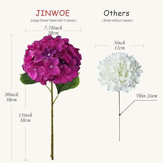 JINWOE Dark Purple Flowers for Decoration,5Pcs 20Inch Large Lifelike Silk Flowers for Indoor Bouquet Table Centerpieces Floral Arrangements Home Wedding Home