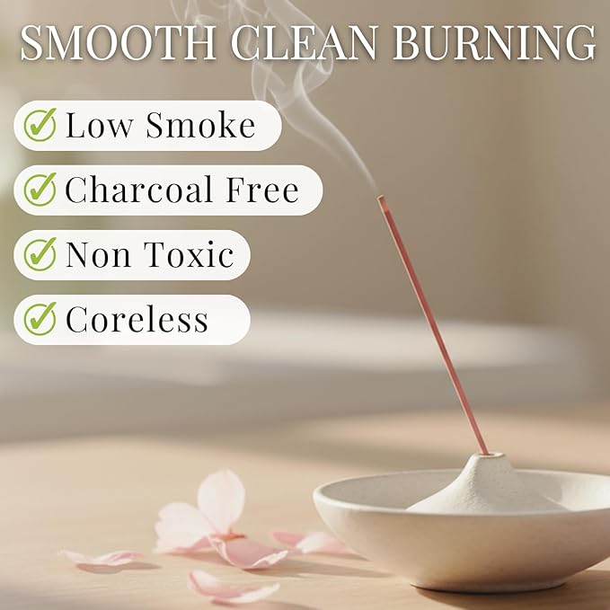 Sakura CherryBlossom Premium Japanese Incense Sticks 60sticks Coreless Low Smoke Natural Charcoal Free Non Toxic Kyoto Aroma Aromatherapy Meditation Calming Stress Relief Relaxation TOMORI