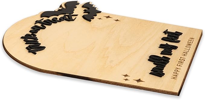 Baby’s First Halloween DIY Footprint Kit – Trick or Treat Wooden Milestone Card Keepsake Sign – Baby halloween Nursery Tabletop Décor, Newborn, halloween Kids stuff