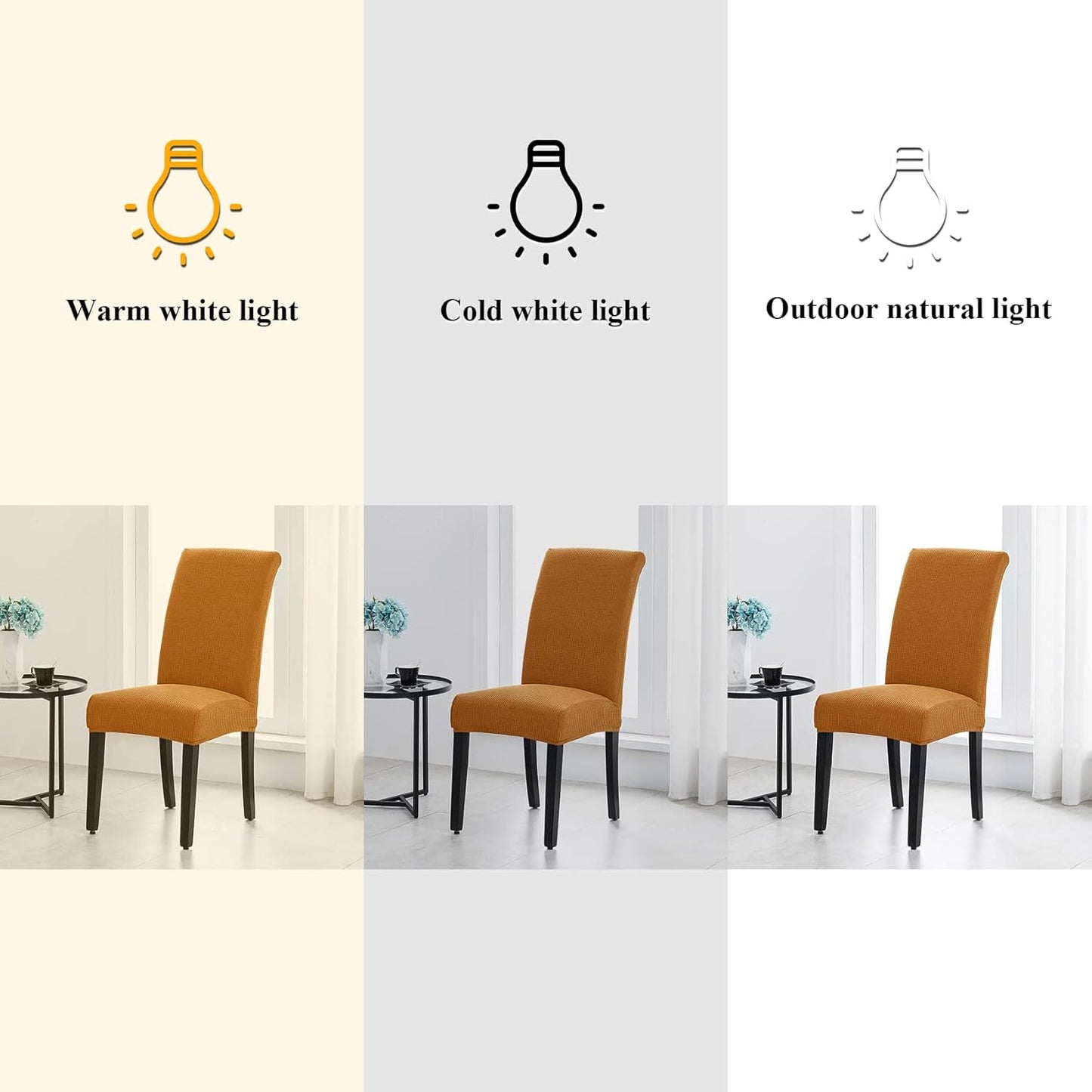 Joccun Chair Covers for Dining Room Set of 2, Dining Chair Slipcovers Stretch Dining Room Chair Covers Seat Protector,Washable Parsons Chair Cover for Home,Hotel,Banquet(Gold,2 Pack)