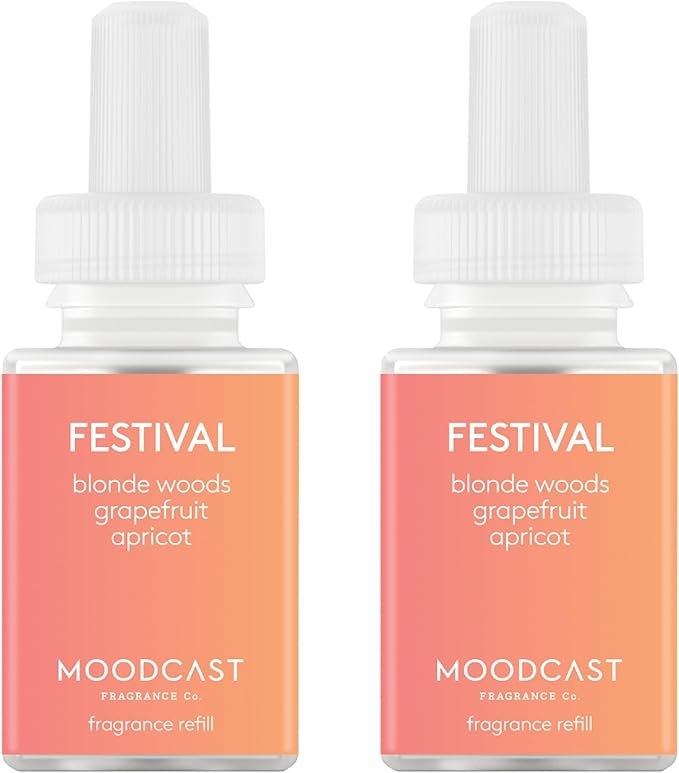 Pura & Moodcast Home Scent Refill - Smart Home Air Diffuser - Long-Lasting Premium Fragrance per Refill - Household Essential - Clean & Safe Diffuser Fragrance - 2 Pack, Festival