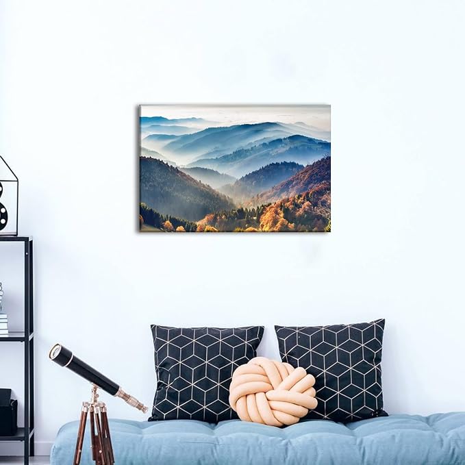Great Smoky Mountains Canvas Wall Art Nature Landscape Pictures Wall Decor for Living Room Foggy Forest Scenery Prints Poster Tennessee North Carolina Scenic Painting Artwork Home Decorations 16x24”