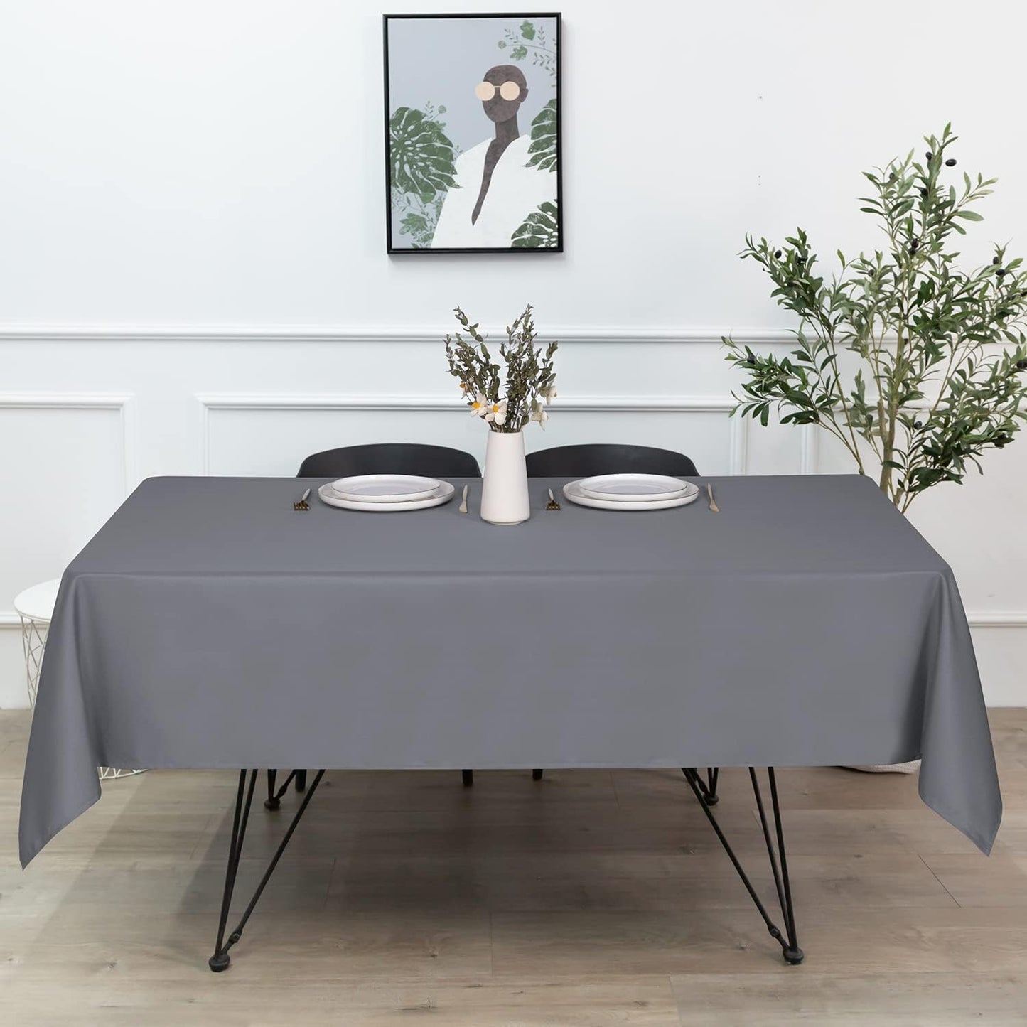 sancua Square Tablecloth - 60 x 60 Inch - Water Resistant Spill Proof Washable Polyester Table Cloth, Decorative Fabric Table Cover for Dining Tables, Buffet Parties and Camping, Light Grey