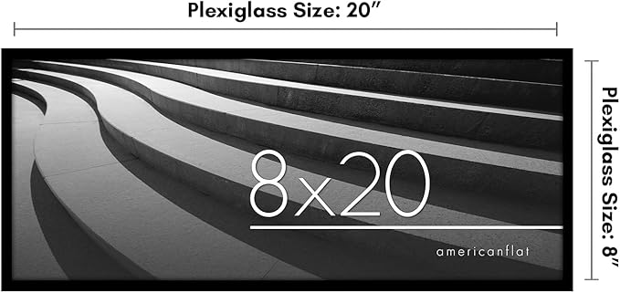 Americanflat 8x20 Picture Frame with Polished Plexiglass - Streamline Collection - Thin Border Picture Frame for Wall Display - Hanging Hardware Included - Black
