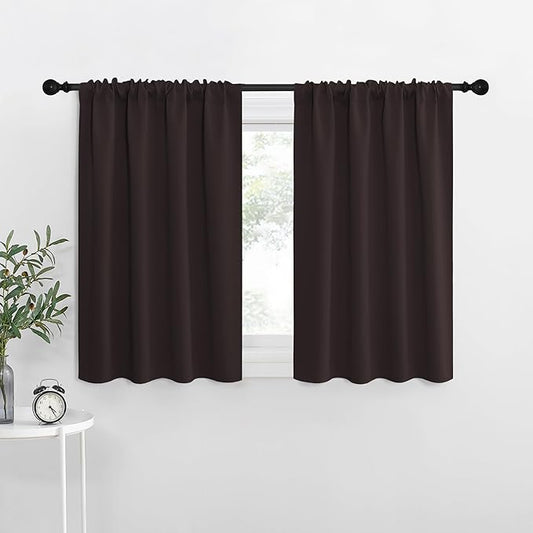 NICETOWN Blackout Curtains for Living Curtains, Toffee Brown, 2 Panels, 29 by 30, Room Darkening Window Curtain Panels, Easy-Care Solid Thermal Insulated Draperies/Drapes for Daughter Room