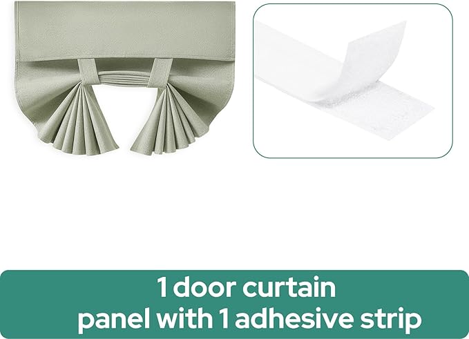 HOMEIDEAS 100% Sage Green Linen Blackout French Door Curtains, Privacy Door Window Curtains, 30 X 40 Inch Room Darkening Blinds, Thermal Insulated Shades for Bedroom, 1 Panel