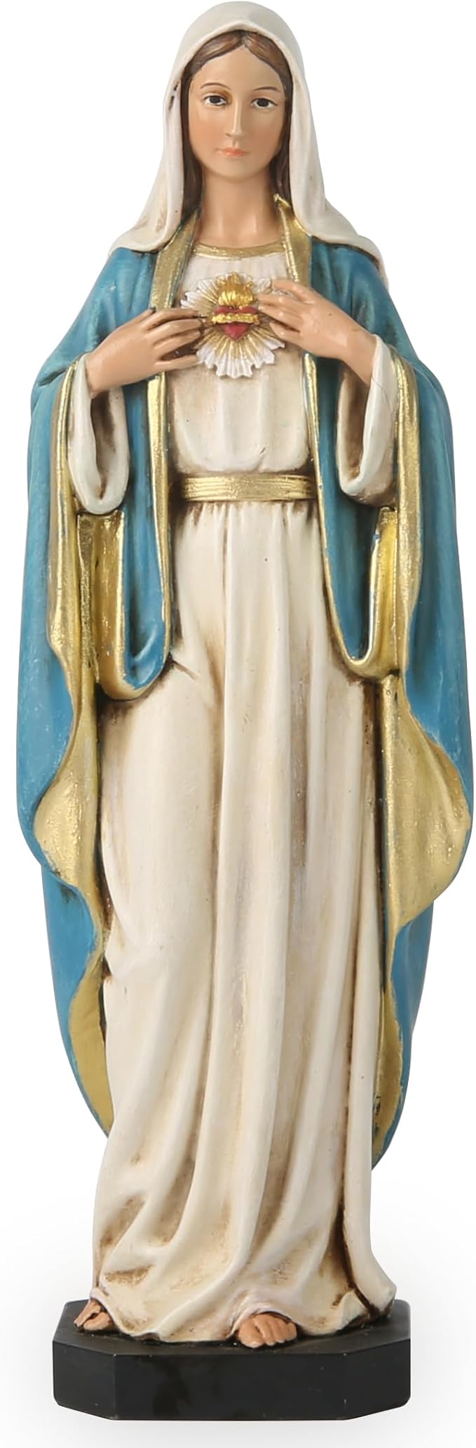BC Catholic Immaculate Heart of Mary Figure, 6" H Blessed Holy Mother Virgin Mary Statue for Home, Religious Gifts to Mom，Devout Home Decor Classical Renaissance Sculpture Handpainted by Buildclassic