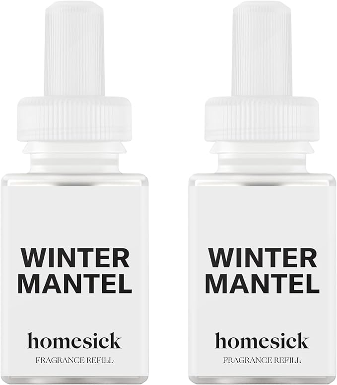 Pura & Homesick Home Scent Refill - Smart Home Air Diffuser Fragrance - Long-Lasting Luxury Scent per Refill - Clean Diffuser Fragrance - Household Essential - 2 Pack, Winter Mantel
