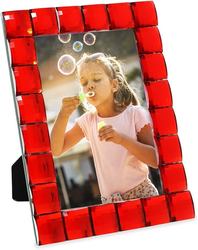 Isaac Jacobs Decorative Sparkling Red Jewel Picture Frame, Photo Display & Home Décor (4x6, Red)