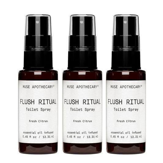 Muse Apothecary Flush Ritual - Aromatic & Refreshing Toilet Spray, Use Before You Go, Infused with Natural Essential Oils - Fresh Citrus - Travel Size Mini Collection, 0.45 oz, 3 Pack