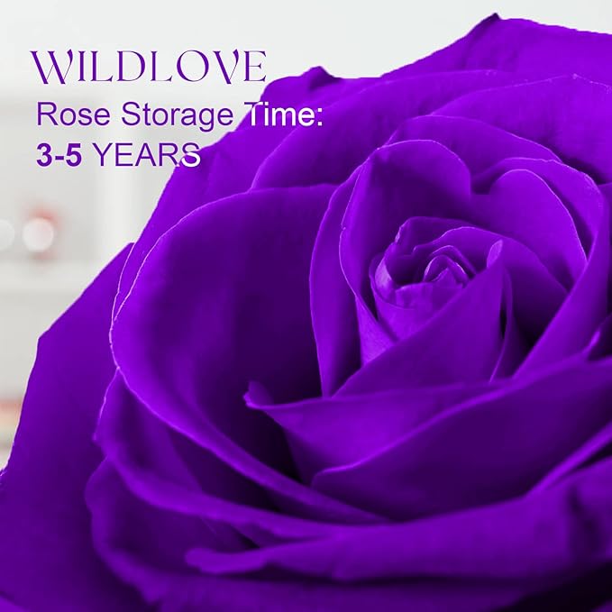 WILDLOVE Purple Rose with I Love You for Forever Heart, Flower Gifts for Women, Mom, Wife and Girlfriend, Anniversary Birthday Gifts for Women