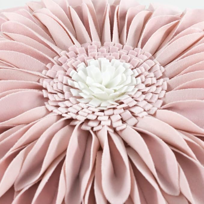 OiseauVoler 3D Sunflower Handmade Throw Pillow Cover Decorative Pillowcase Cushion Cover Case for Home Sofa Bed Living Room Decor 18x18 Inch Light Pink
