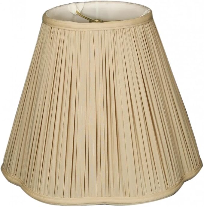 Royal Designs, Inc. BS-754U-13BG Bottom Scallop Gather Pleat Basic Lamp Shade with UNO Threaded Fitter, 5 x 13 x 9.5, Beige