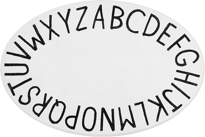 Topotdor Oval Kids Play Rug Alphabet Nursery Area Rug Extra Large Soft Crawling Play Mat for Children Toddlers Bedroom (47x70 inch, White)