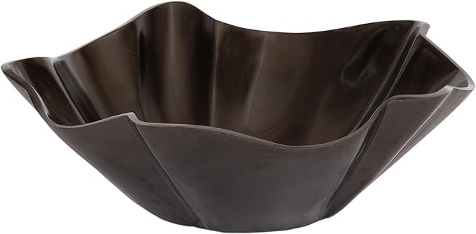 Kate and Laurel Flutte Scalloped Decorative Metal Serving Bowl; 10 x 10 x 3; Black Nickel; Modern Wavy Fruit Bowl for Kitchen Counter or Use as Tabletop Storage for an Entryway Table