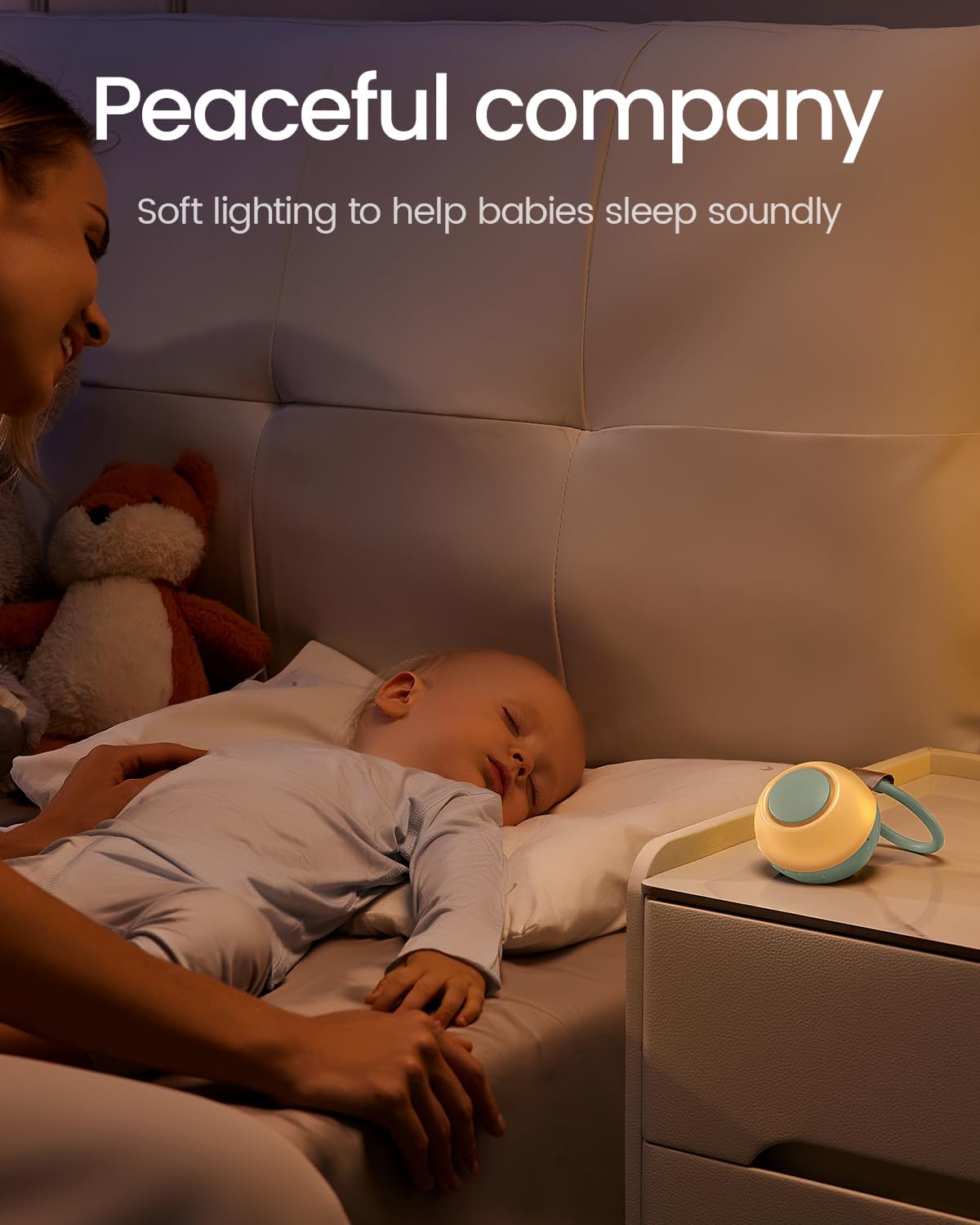 2025 Mom's Choice Awards, Portable Sound Machine for Baby Adult, AI Cry Detection, 18 Soothing Sound, Bluetooth Rechargeable White Noise Machine for Home Office Travel, Nursery Light, Green