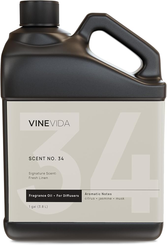 VINEVIDA Fresh Linen Fragrance Oil for Cold Air Diffusers - (128 Fl Oz) - Essential Oils for Diffuser Oil Refill & Air Freshener Room Spray