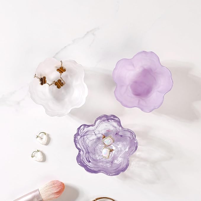 Gifts for Women Flower Jewelry Dish Ring Holder Jewelry Tray Vanity Organizer Room Decor Aesthetic Dorm Bathroom Decor Decorative Trinket Dish for Rings Earrings Necklaces Friendship Birthday Gifts