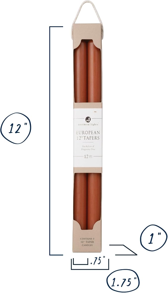 Northern Lights Candles - 12" 2pk Tapers - Terra Cotta - 72886