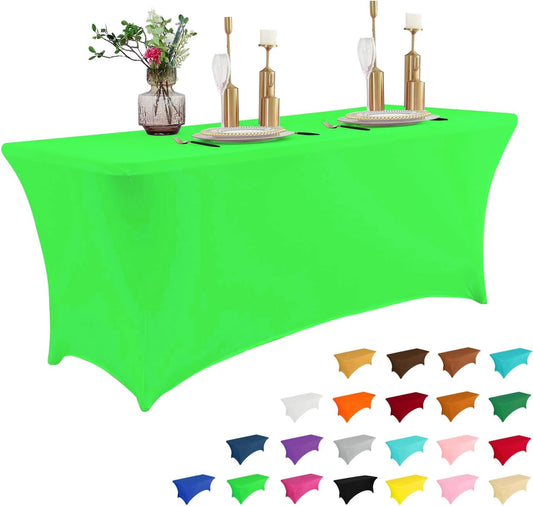 IVAPUPU 6FT Table Cloth for Rectangular Fitted Events Stretch Green Table Covers Washable Cover Spandex Tablecloth Protector for Party, Wedding, Cocktail, Banquet, Festival