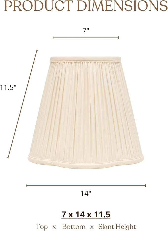 Royal Designs, Inc. BS-754-14EG Bottom Scallop Gather Pleat Basic Lamp Shade, 7 x 14 x 11.5, Eggshell