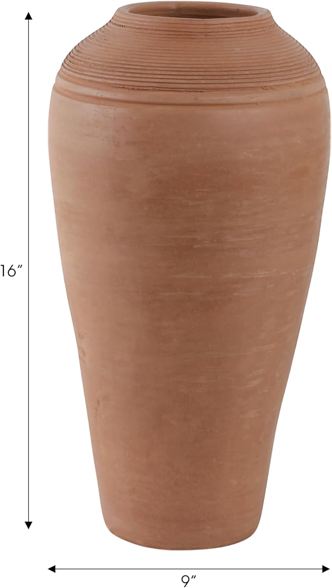 Sagebrook Home 16x9 Terracotta Ribbed Floor Vase, Natural