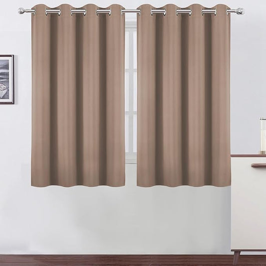 LEMOMO Blackout Curtains 66 x 54 Inch Long Cappuccino Curtains Set of 2 Panels Room Darkening Curtains for Bedroom and Living Room