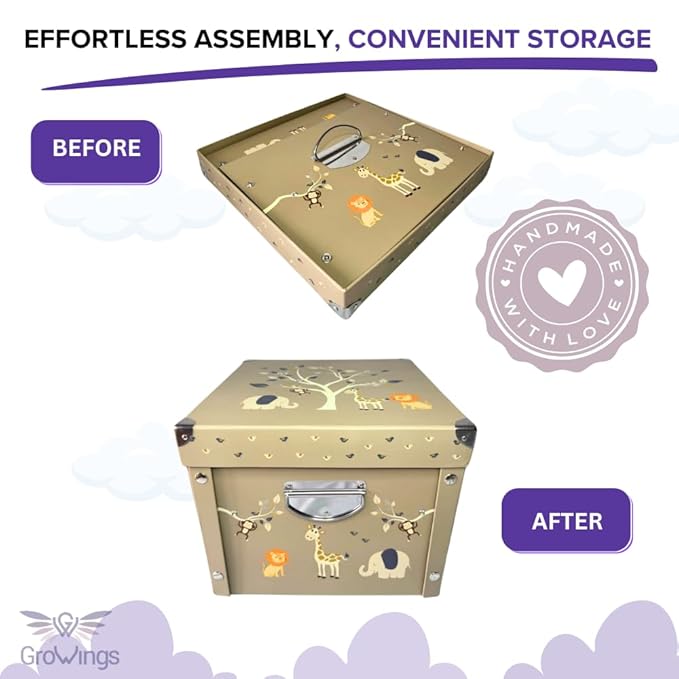 GroWings Baby Keepsake Box - Large Memory Storage for Newborns, Suitable for Boys and Girls, Strong, Durable, and Collapsible Gifts