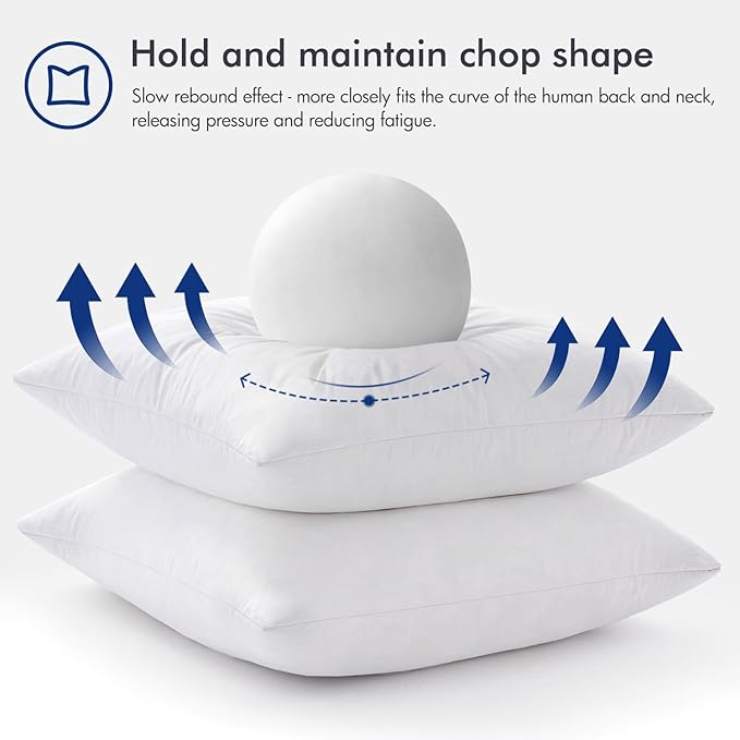 MIULEE 20x20 Pillow Inserts,Set of 2 Down Feather Throw Pillows for Couch Sofa Bed, Decorative Fluffy Throw Pillow Inserts Cotton Fabric,White