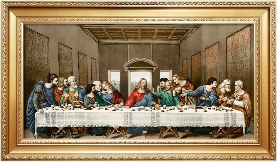 DECORARTS - The Last Supper by Leonardo Da Vinci Giclee Reproducation, Giclee Prints Acid Free Cotton Canvas with Matching Gold Solid Wooden Frame. Total Framed Size: 28.5" W x 16.5" H