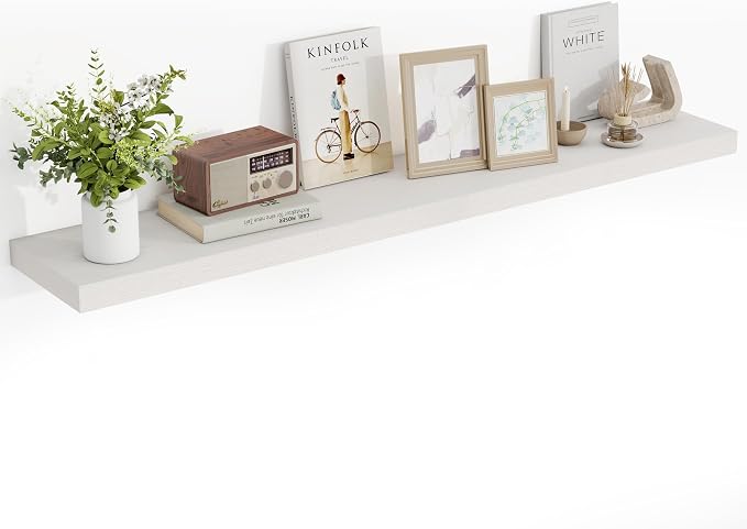 Acovy 55 Inch Floating Shelves, 55"x9.25"x1.5" Inch Deep Floating Shelves for Wall, Wooden Shelves for Bathroom, Bedroom, Living Room, Cream White Oak,1 Piece