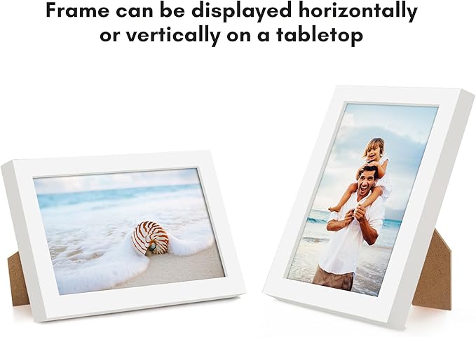 Americanflat 3x5 Picture Frame with Shatter-Resistant Glass - Streamline Collection - Thin Border Photo Frame for Tabletop Display - Easel Stand Included - White