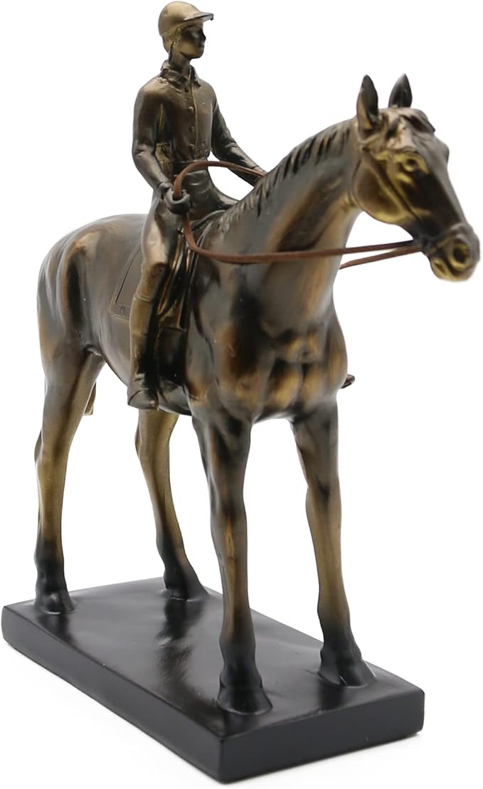 Lukitas Horse Rider Statues and Sculptures, Racing Figurine Home Decor, Equestrian Gift for Horse Lovers, Horseback Riding Ornament, Resin 10.5''