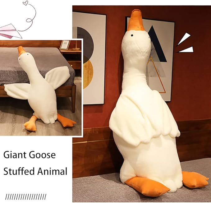 Srutirbo Giant White Goose Plush-75 in Soft Furry Swan Stuffed Animal Pillow,Huge Goose Plush Hugging Pillow Gifts for Every Age (75in)