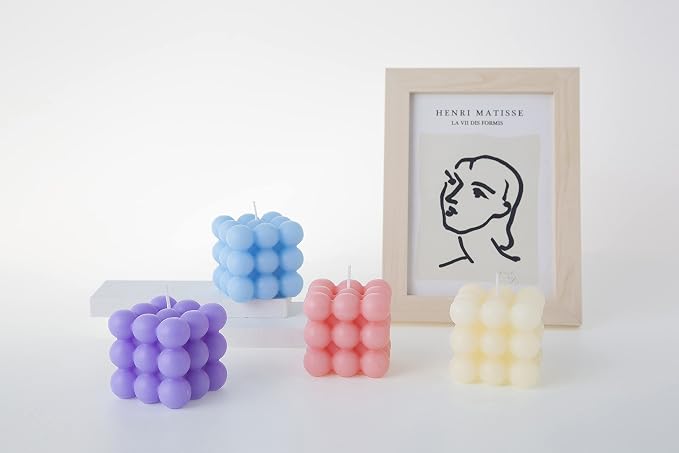Bubble Candle - Cube Soy Wax Candles, Home Decor Candle, Scented Candle Set 1 Pieces, Home Use and Gifting (Pink) Christmas Gifts