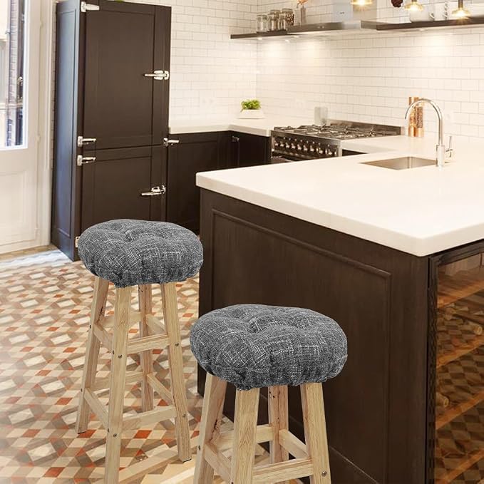 SINOSSO Modern Bar Stool Cushion Dia.12, Fashion Interweaving Design Anti-Skid Silicone Round Stool Seat Cushion Cover Padded (Light Gray, S,1)