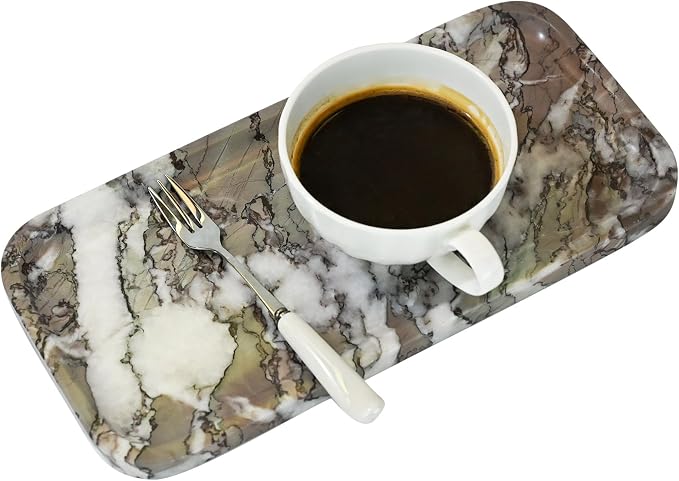Marble Tray for Kitchen Counter,Stone Tray for Bathroom Countertop,Coffee Table,Vanity Decor Trays,Small Dresser Storage for Perfumes,Candles,Jewelry(Violet)