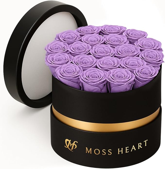 20 Mini Preserved Roses, Round Luxury Gift Box, Real Forever Roses Last 1+ Year, Premium Romantic Gift for Women, Wife, Girlfriend, Mother’s Day, Birthday, Anniversary, Valentine’s Day