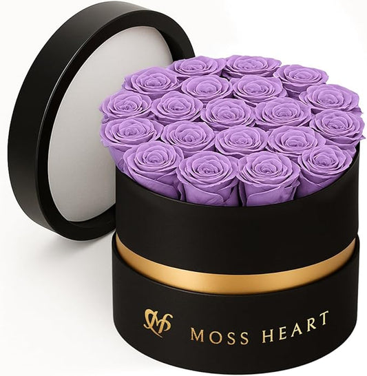 20 Mini Preserved Roses, Round Luxury Gift Box, Real Forever Roses Last 1+ Year, Premium Romantic Gift for Women, Wife, Girlfriend, Mother’s Day, Birthday, Anniversary, Valentine’s Day