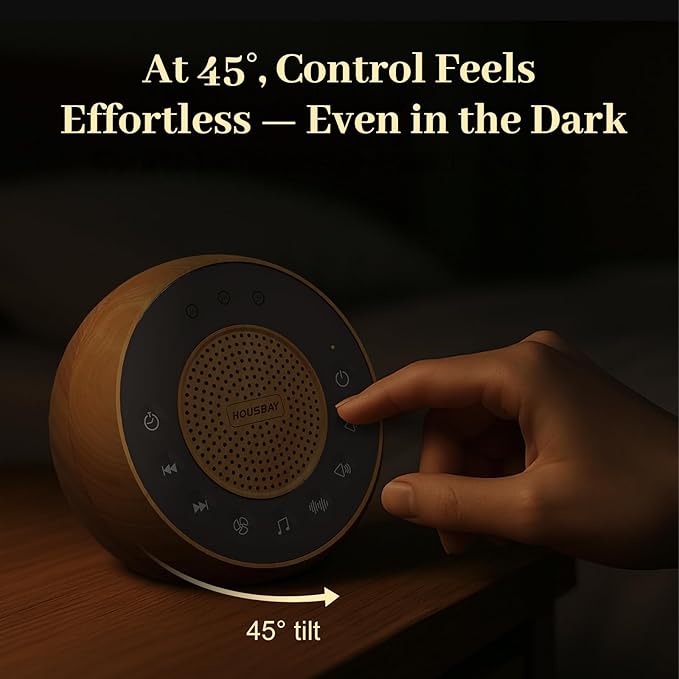 Housbay White Noise Machine with 31 Soothing Sounds, 5W Loud Stereo Sound, Auto-Off Timer, Adjustable Volume, Sleep Sound Machine for Baby, Kid, Adult -Wood Grain