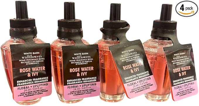 Bath & Body Works ROSE WATER & IVY Wallflowers Fragrance Refill 4-pack, 0.8 fl oz each