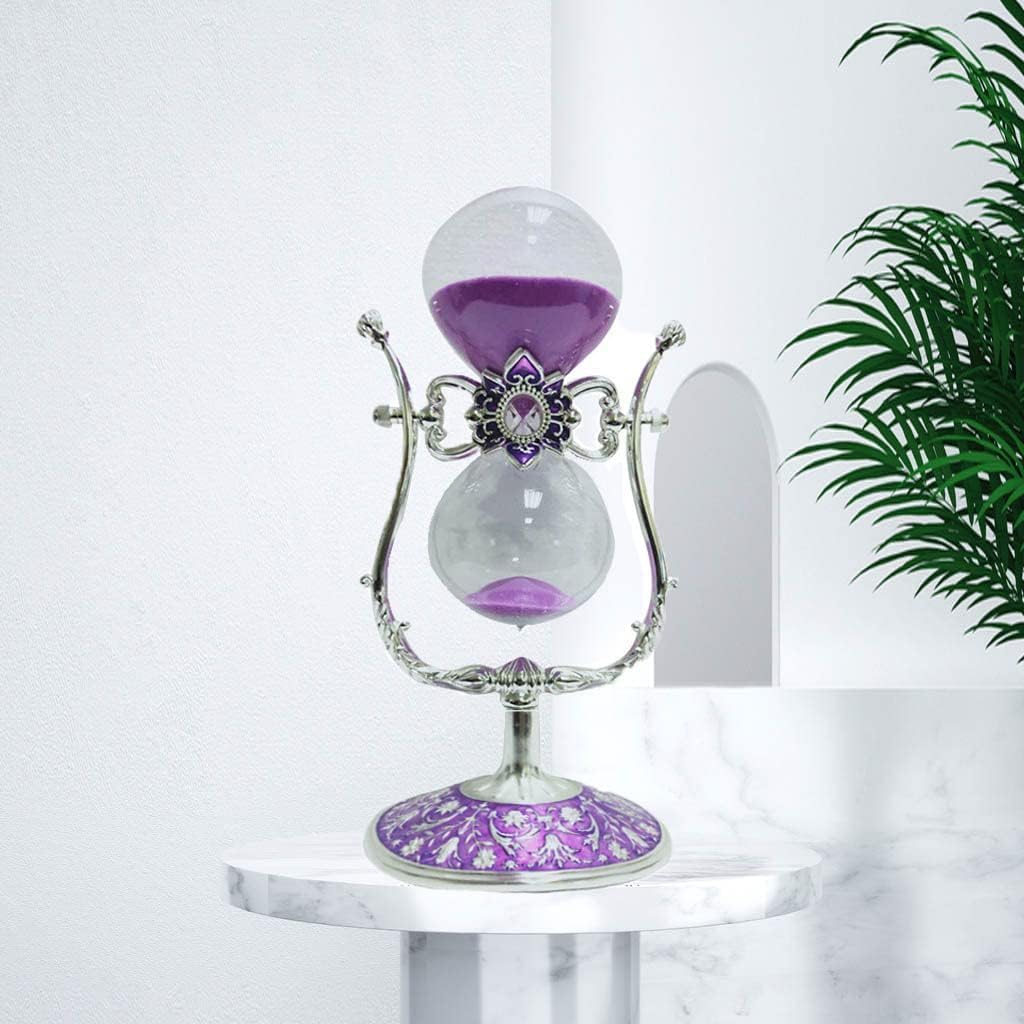 Sanduhr 30 Minuten,Hour Glass,360° flip Metal Vintage Hourglass,Hourglass Decor,for Home Decoration Office Desk Wedding Party Decor Kitchen Timer (Purple Sand)