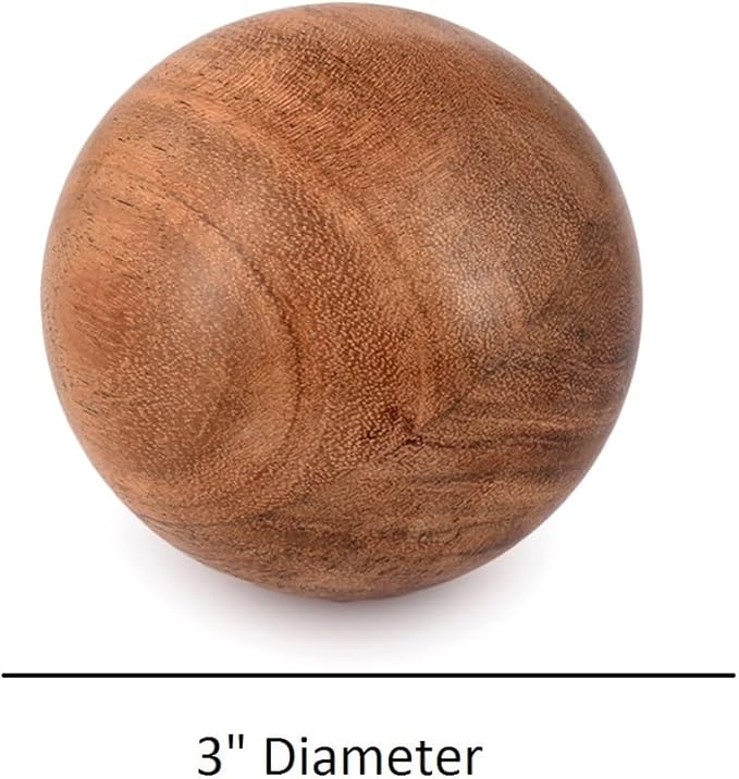 NIRMAN Decorative Acacia Wood Round Balls Set of 3 for Christmas Decorative Bowls Table Centerpiece | Coffee Table and House Décor (Set of 3), (3" x 3" x 3")