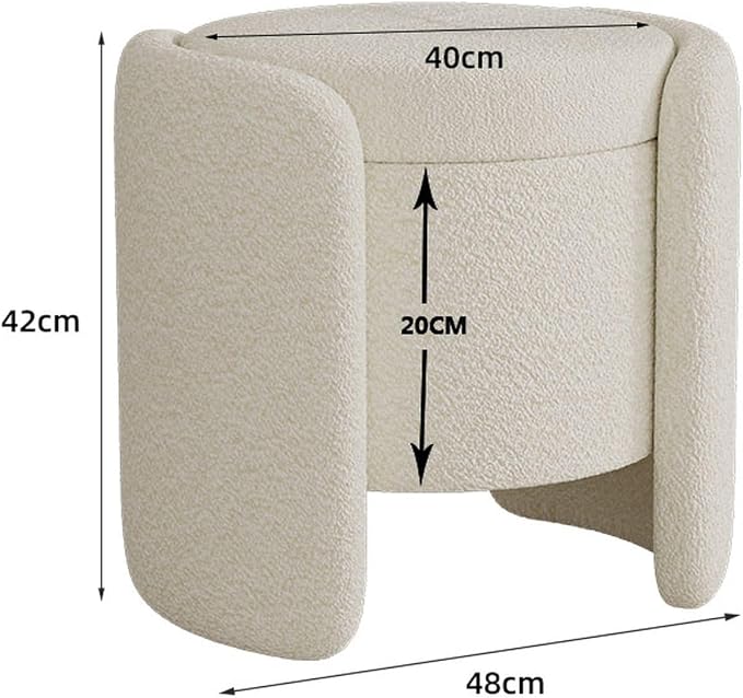 Modern Boucle Upholstered Ottoman Storage Makeup Vanity Stool,Nebula Upholstered Teddy Fabric with Lid Storage Sofa Chair,Round Armless Deluxe Pouf Ottoman for Living Room,Hotel,Bedroom Leisure Chair