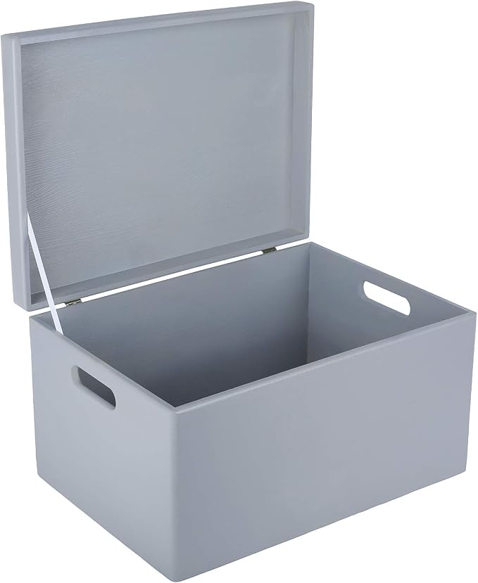 Creative Deco Large Gray Wooden Box Storage with Hinged Lid | 15.8x11.8x9.44in (+-0.5) | Keepsake Gift Box Storage Document | Wood Chest Trunk PRODUCT NOT INTENDED FOR 15 YEARS OR BELOW | Solid pine storage box with a lid for keepsakes, crafts, station...