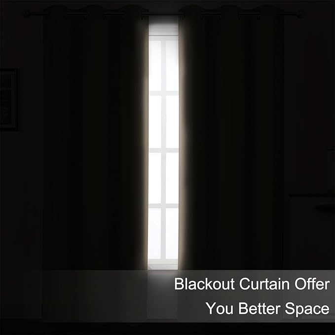 LEMOMO Blackout Curtains 52 x 90 inches Long Khaki Curtains Set of 2 Panels Thermal Insulated Room Darkening Curtains for Bedroom