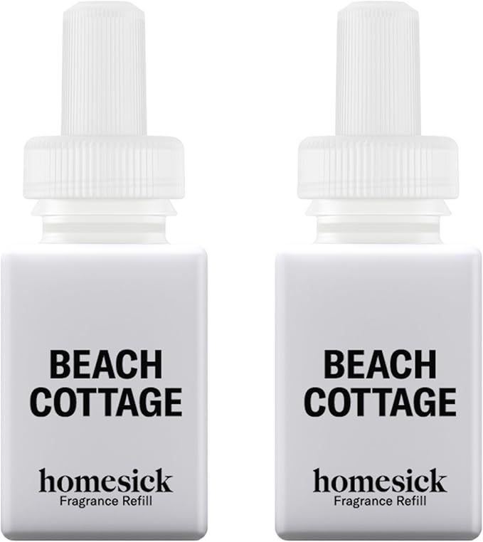 Pura & Homesick Home Scent Refill - Smart Home Air Diffuser Fragrance - Long-Lasting Luxury Scent per Refill - Clean Diffuser Fragrance - Household Essential - 2 Pack, Beach Cottage