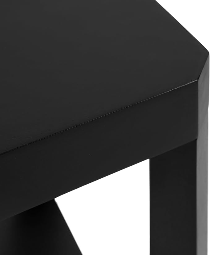 Kate and Laurel Talcott Modern Rectangle Wood Side Table; 22 x 14 x 26; Black; Transitional Decorative Two-Tier End Table for Use as a Bedroom Nightstand or Living Room Accent