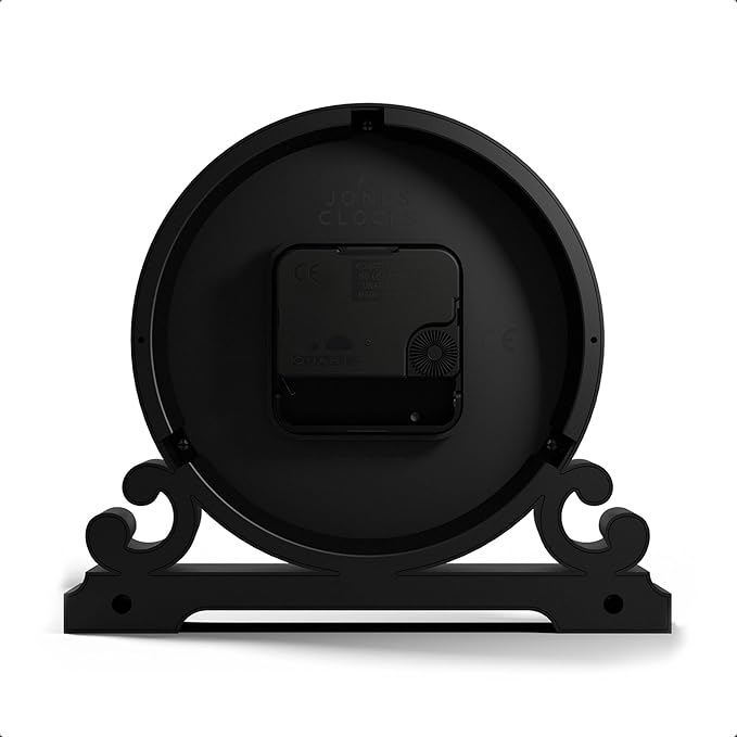 JONES CLOCKS® Saloon Mantel Clock | Small Traditional Double Scroll Design | Gray | Contemporary Classic Style for Desk, Table, Shelf or Bedside